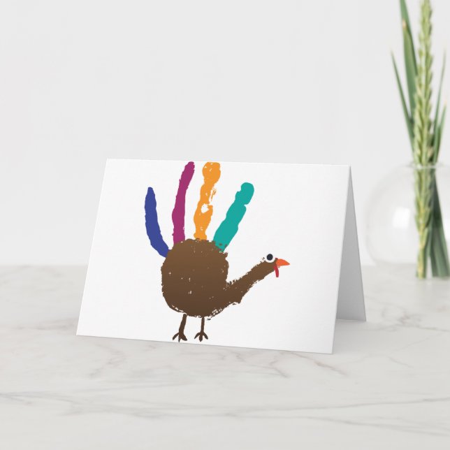 Hand Print Turkey Holiday Card (Front)