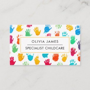 Hand prints Babysitter Childcare Daycare Nanny Business Card