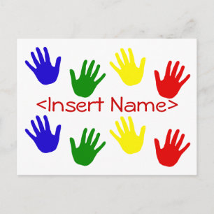hand prints postcard