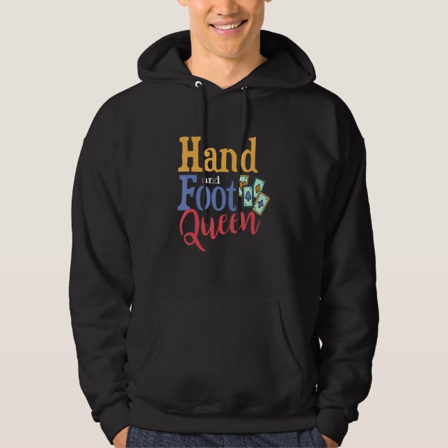 Hand Queen funny Card Game Player Poker Euchre Gam Hoodie (Front)