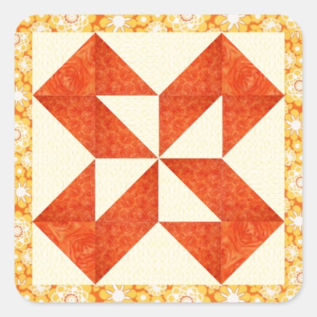 Hand Quilted Look Square Sticker (Front)