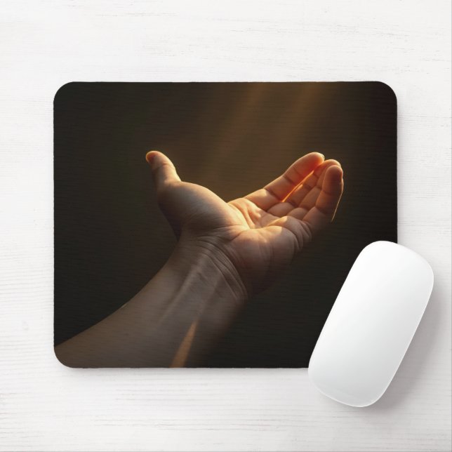 Hand Reaching Out To Sunbeams Mouse Mat (With Mouse)