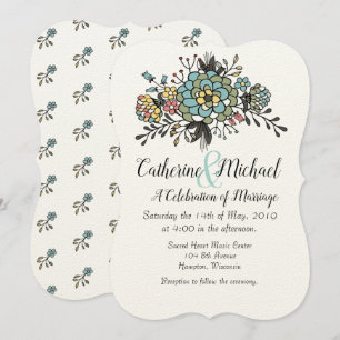Hand Rendered Floral Bouquet Invitation