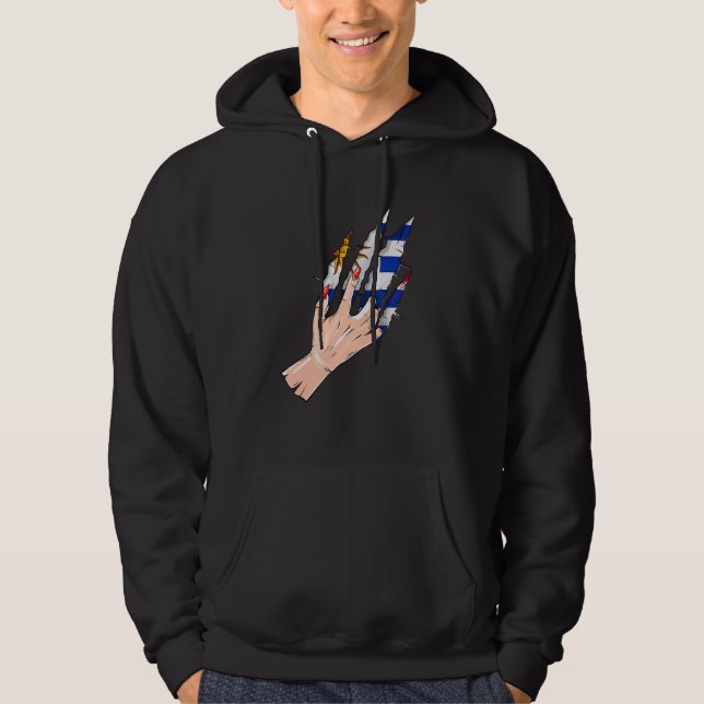 Hand Rip With Flag Of Uruguay Hoodie (Front)