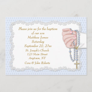 Hand Rosary Beads Blue Invitation