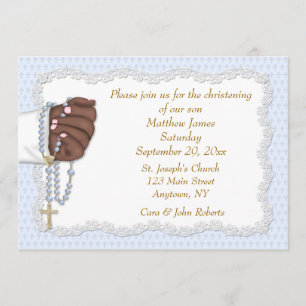 Hand Rosary Beads Blue Invitation