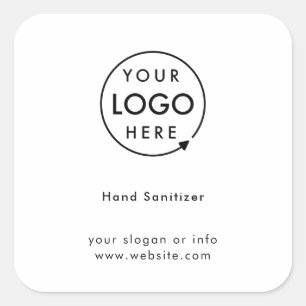 Hand Sanitizer   Business Logo Covid-19 Safety Square Sticker