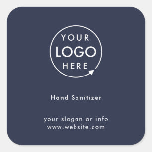 Hand Sanitizer   Navy Blue Professional Logo Square Sticker