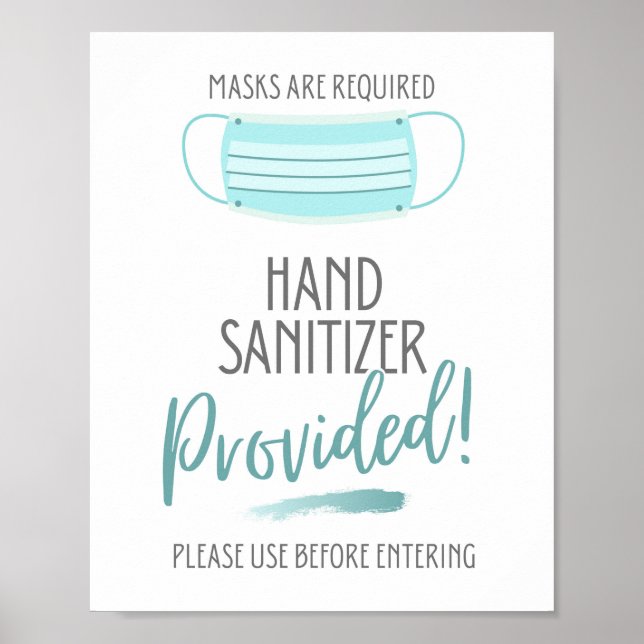 Hand Sanitizer Provided, Masks Are Required Poster (Front)