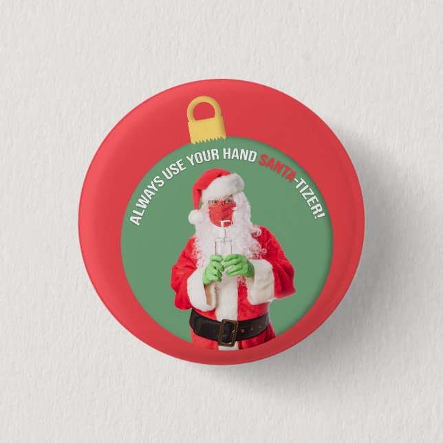 Hand SANTA-tizer Santa Claus 2020 3 Cm Round Badge (Front)