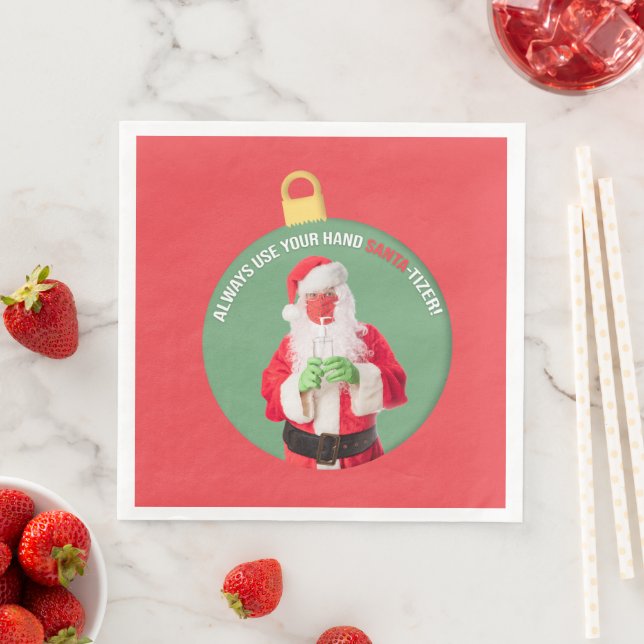Hand SANTA-tizer Santa Claus 2020 Napkin (Insitu)