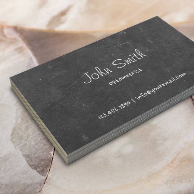 Hand Script Chalkboard Optometrist Business Card (Creator Uploaded)