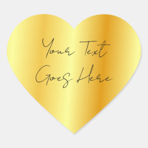 Hand Script Faux Gold Add Your Text Here Template Heart Sticker