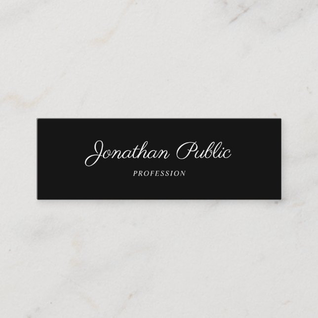 Hand Script Modern Simple Design Elegant Black Mini Business Card (Front)