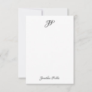 Hand Script Name Monogram Elegant Personalised Card