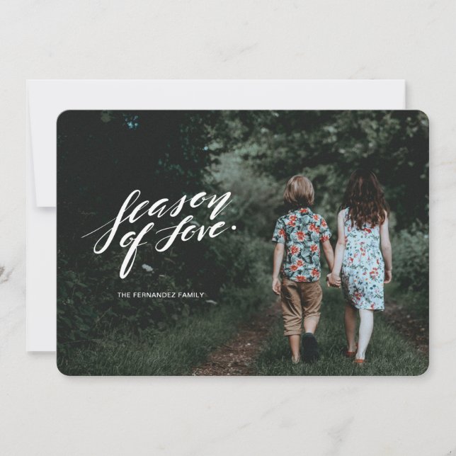 hand script season of love Photo Card (Front)
