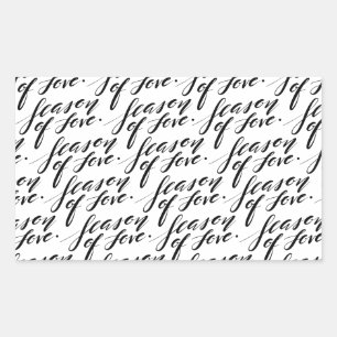 hand script season of love rectangular sticker