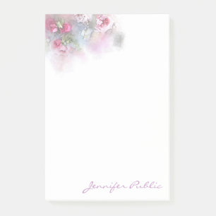 Hand Script Template Watercolor Pastel Colour Rose Post-it Notes