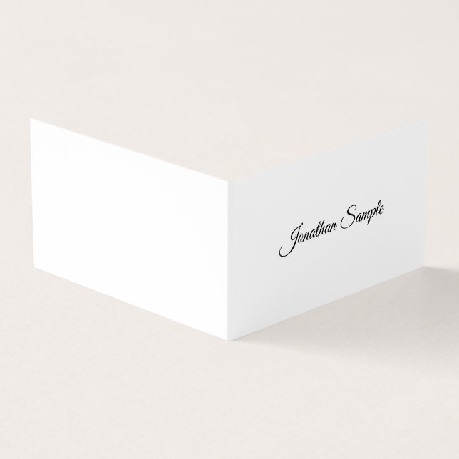 Hand Script Text Clean Modern Minimalist Template Business Card (Outside)