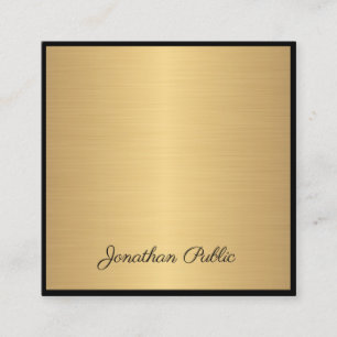 Hand Script Text Modern Glam Gold Elegant Luxury Square Business Card