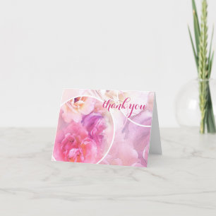 Hand Script Thank You Elegant Watercolor Roses Card