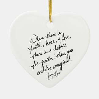 Hand-Scripted Faith Hope and Love Spiritual Heart  Ceramic Tree Decoration