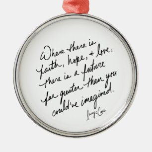 Hand-Scripted Faith Hope and Love Spiritual Round Metal Tree Decoration