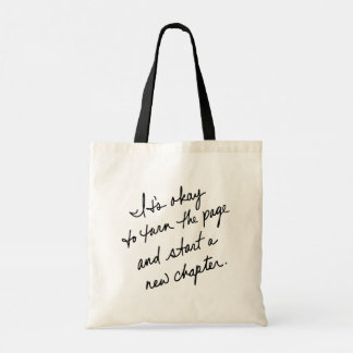 Hand-Scripted Start a New Chapter Inspirational Tote Bag