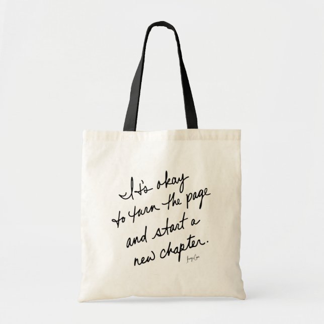 Hand-Scripted Start a New Chapter Inspirational Tote Bag (Front)