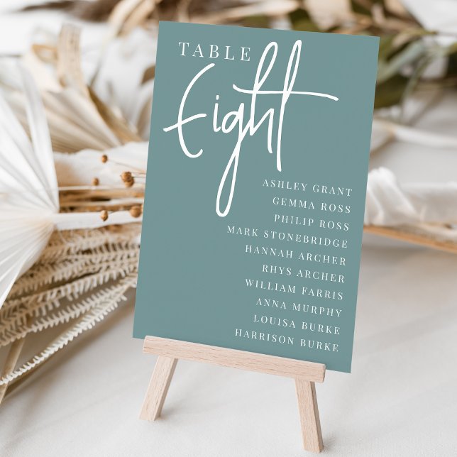 Hand Scripted Table EIGHT + Guest Names Table Number (Creator Uploaded)
