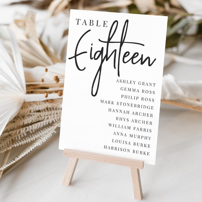 Hand Scripted Table EIGHTEEN + Guest Names Number (Creator Uploaded)
