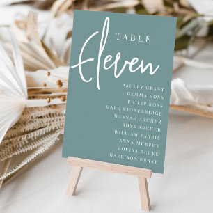 Hand Scripted Table ELEVEN + Guest Names Number
