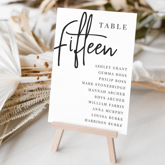Hand Scripted Table FIFTEEN + Guest Names Table Number (Creator Uploaded)