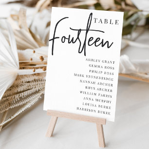 Hand Scripted Table FOURTEEN + Guest Names Number