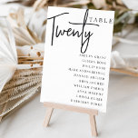 Hand Scripted Table TWENTY   Guest Names Table Number<br><div class="desc">Simple and chic table number cards in classic black and white make an elegant statement at your wedding or event. Design features "table [number]" in an eyecatching mix of classic serif and handwritten script lettering, with individual guest names beneath. Design repeats on both sides. Individually numbered cards sold separately; order...</div>
