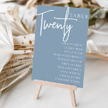 Hand Scripted Table TWENTY   Guest Names Table Number<br><div class="desc">Simple and chic table number cards in Dusty Blue and white make an elegant statement at your wedding or event. Design features "table [number]" in an eyecatching mix of classic serif and handwritten script lettering, with individual guest names beneath. Design repeats on both sides. Individually numbered cards sold separately; order...</div>