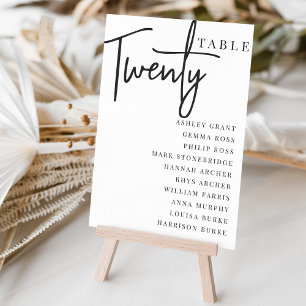 Hand Scripted Table TWENTY + Guest Names Table Number