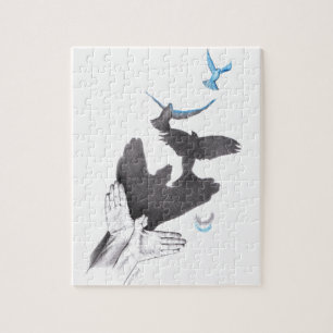 Hand shadow Flying birds Illusion Surreal art Jigsaw Puzzle