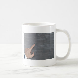 Hand showing concept on copy space template coffee mug