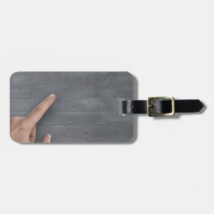 Hand showing concept on copy space template luggage tag