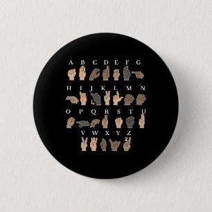 Hand Sign Language ASL Hand gesture deaf awareness 6 Cm Round Badge