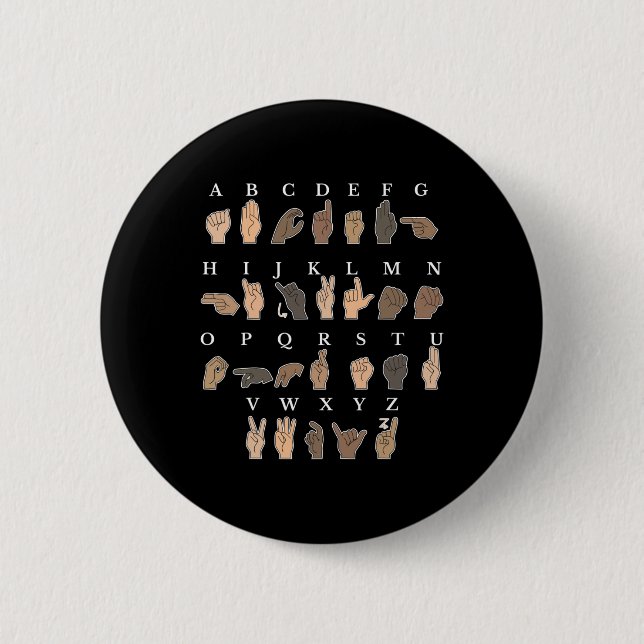 Hand Sign Language ASL Hand gesture deaf awareness 6 Cm Round Badge (Front)