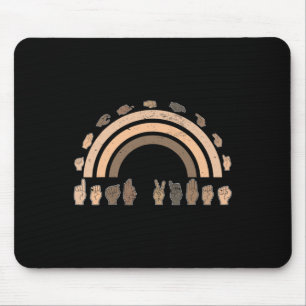 Hand Sign Language ASL Hand gesture deaf vibes awa Mouse Mat