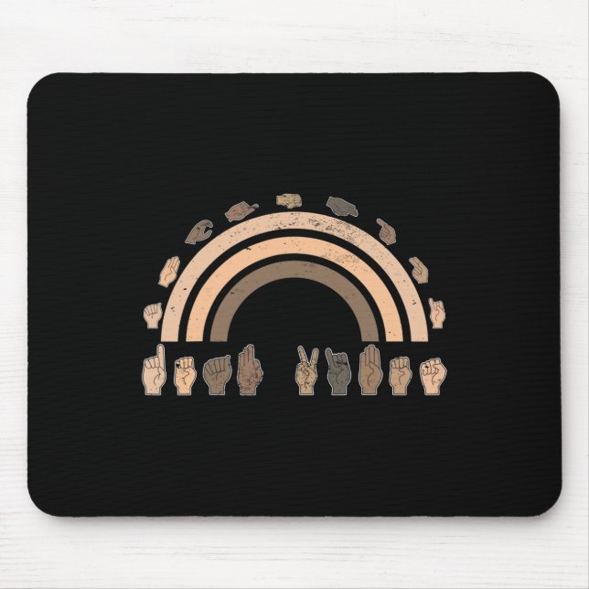 Hand Sign Language ASL Hand gesture deaf vibes awa Mouse Mat (Front)