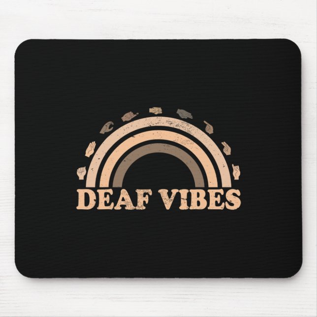 Hand Sign Language ASL Hand gesture deaf vibes awa Mouse Mat (Front)