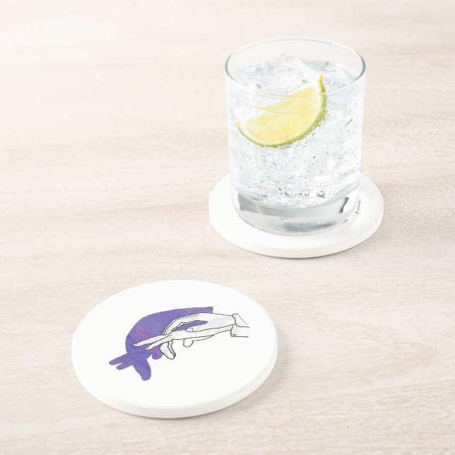 Hand Silhouette Anteater Purple Coaster (Side)