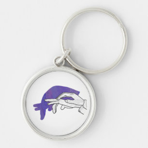 Hand Silhouette Anteater Purple Key Ring