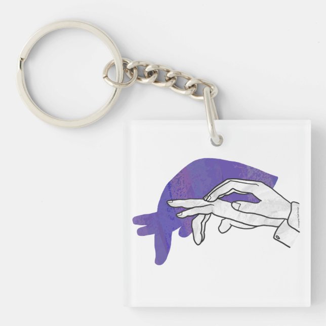 Hand Silhouette Anteater Purple Key Ring (Front)