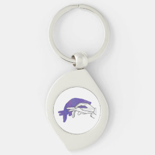 Hand Silhouette Anteater Purple Key Ring