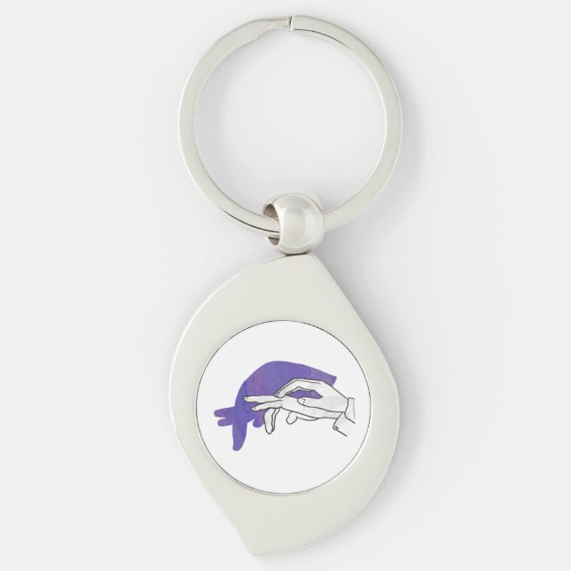Hand Silhouette Anteater Purple Key Ring (Front)